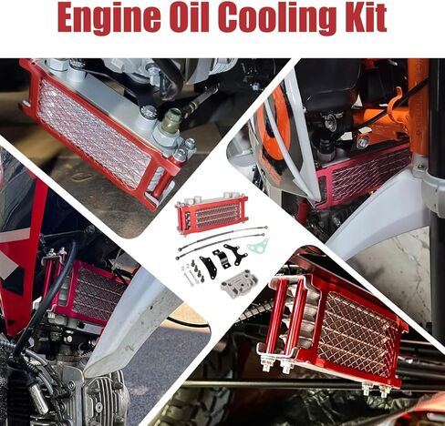 Oil Cooler Cooling Radiator Engine Kit for CRF XR KLX 50cc 70cc 90cc 110cc 125cc 140cc Apollo Coolster Kayo SSR Taotao Motorcycle Dirt Pit Bike Red in Kuwait