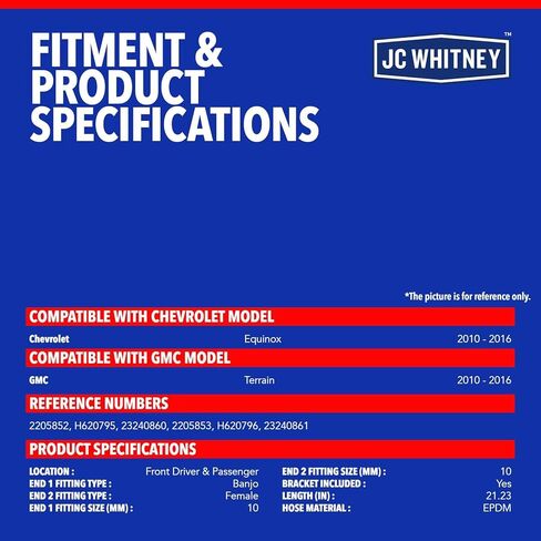 JC Whitney JFBAJCWBHH00077 Set of 2 Front Left & Right Brake Hydraulic Hoses - Compatible with Chevrolet Equinox 2010-2016, GMC Terrain 2010-2016 in Saudi Arabia