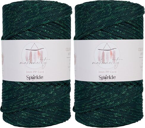 سلك Macromecity سباركل من البولي بروبيلين Macrame 3 مم × 131 ياردة (394 قدمًا) سلك مكرامية من البوليستر الفاخر لفنون المكرامية والحرف اليدوية للتعليق على الحائط، والحقائب، واللوحة السفلية، والبساط in Kuwait