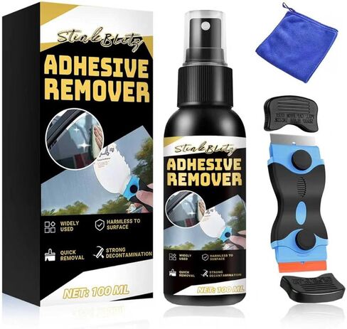 Adhesive Remover Spray, Adhesive Remover, 100ml Glue Remover with Scraper Tool and Cloth, Car Sticker Remover Quick Removal Solution, Adhesive Remover for Cars in Saudi Arabia