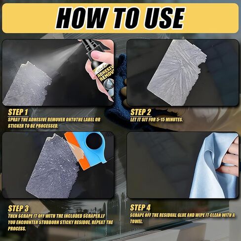 Adhesive Remover Spray, Adhesive Remover, 100ml Glue Remover with Scraper Tool and Cloth, Car Sticker Remover Quick Removal Solution, Adhesive Remover for Cars in Saudi Arabia