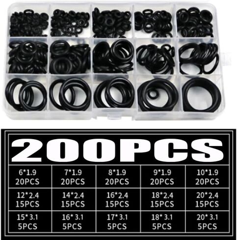 200Pcs O-ring Rubber Gaskets Seal Ring Set Nitrile High Pressure in Kuwait