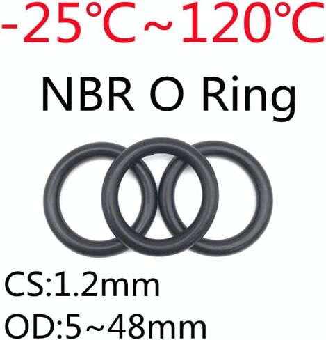 50pcs Black O Ring Gasket CS 1.2mm OD 5mm ~ 48mm NBR Automobile Nitrile Rubber Round Type Corrosion Oil Resistant Seal Washer(OD 27mm CS 1.2mm) in Kuwait