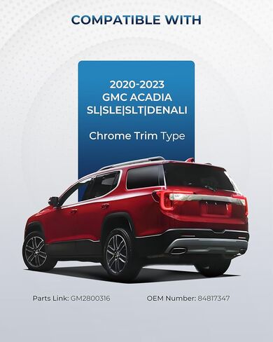 مصابيح خلفية LED متوافقة مع GMC Acadia SL SLE SLT Denali 2020 2021 2022 2023 مصابيح خلفية من الكروم جانب السائق الأيسر، OEM: GM2800316 84817347 in Kuwait