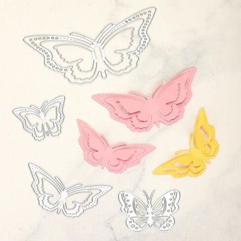 2pcs 2D & 3D Butterfly Metal Die Cuts, Frame Cutting Dies Cuts Die for Card Making for Scrapbooking DIY Crafts Decorative Embossing in Kuwait