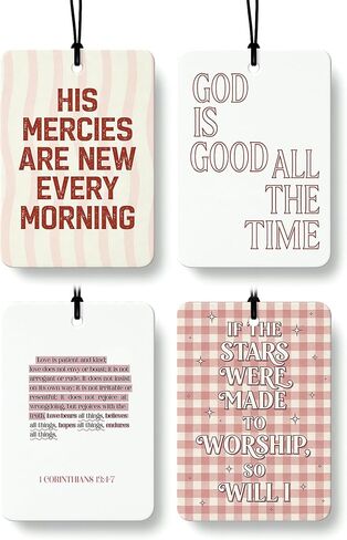 Boho Christian Car Air Freshener 4 Pcs Coconut Scented, Religious Faith Bible Verse Car Accessories Mirror Decor for Women, Christian Hanging Air Freshener for Cars Closet Drawer Books in Saudi Arabia
