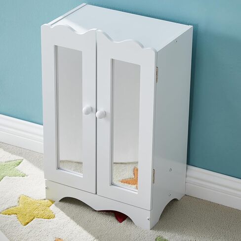 Wooden Baby Doll Closet with 6 Hangers, Doll Clothes Storage Wardrobe for 12-16 Inch Doll Clothes & Accessories, Baby Doll Furniture, White in Saudi Arabia