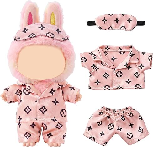 Raissily 6PCS Pink Doll Clothes, 2 Sets Rosy Sleepwear Outfit Cute Luxury Night Cozy Pajamas and Eye Mask Gift for Women Designer 17cm Dolls Clothing Accessories (NO Doll) in Saudi Arabia