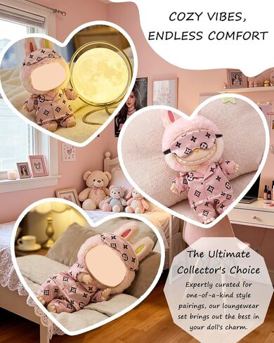 Raissily 6PCS Pink Doll Clothes, 2 Sets Rosy Sleepwear Outfit Cute Luxury Night Cozy Pajamas and Eye Mask Gift for Women Designer 17cm Dolls Clothing Accessories (NO Doll) in Saudi Arabia