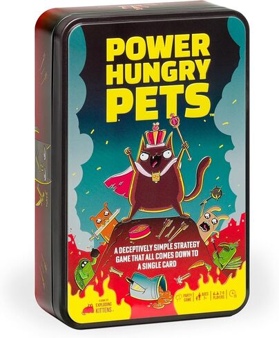 Power Hungry Pets in Collectible Tin by Exploding Kittens - 2-6 Players - Ages 7+ - 15 Minutes to Play - Strategic and Simple Card Game - Party Game, Family Game Night, Kid and Adult Card Game in Saudi Arabia