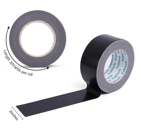 Black Duct Tape Heavy Duty, 9 Mil Thickness, 2 Inch x 30 Yards, Waterproof Strong Adhesive with No Residue, Flexible, Tear by Hand for Indoor Outdoor Repairs, DIY, Industrial & Professional Use in Saudi Arabia