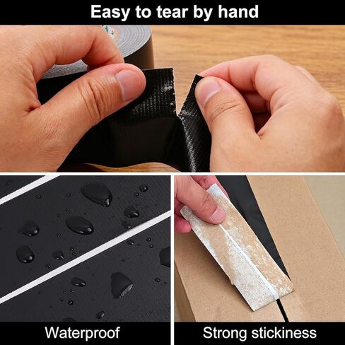 Black Duct Tape Heavy Duty, 9 Mil Thickness, 2 Inch x 30 Yards, Waterproof Strong Adhesive with No Residue, Flexible, Tear by Hand for Indoor Outdoor Repairs, DIY, Industrial & Professional Use in Saudi Arabia