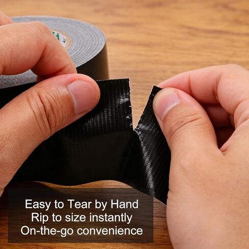 Black Duct Tape Heavy Duty, 9 Mil Thickness, 2 Inch x 30 Yards, Waterproof Strong Adhesive with No Residue, Flexible, Tear by Hand for Indoor Outdoor Repairs, DIY, Industrial & Professional Use in Saudi Arabia