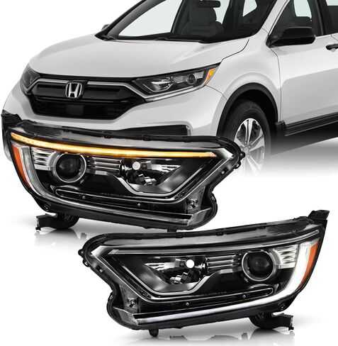 ACANII - لـ [طراز الهالوجين] 2017-2021 Honda CR-V LX|EX|EXL LED DRL ومصابيح أمامية لجهاز عرض الإشارة يسار + يمين in Kuwait