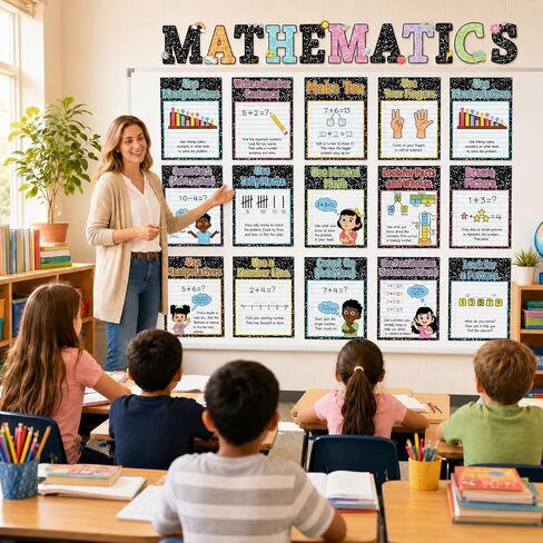 25Pcs Mathematics Strategy Posters Composition Notebook Classroom Decor Educational Math Posters Math Manipulatives Wall Art for Back to School Classroom Bulletin Board Decorations Teacher Supplies in Saudi Arabia