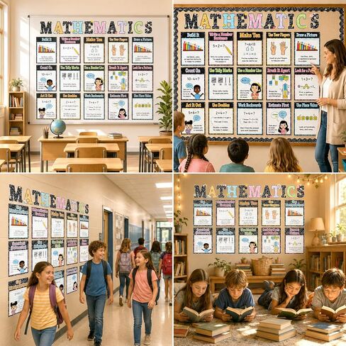 25Pcs Mathematics Strategy Posters Composition Notebook Classroom Decor Educational Math Posters Math Manipulatives Wall Art for Back to School Classroom Bulletin Board Decorations Teacher Supplies in Saudi Arabia
