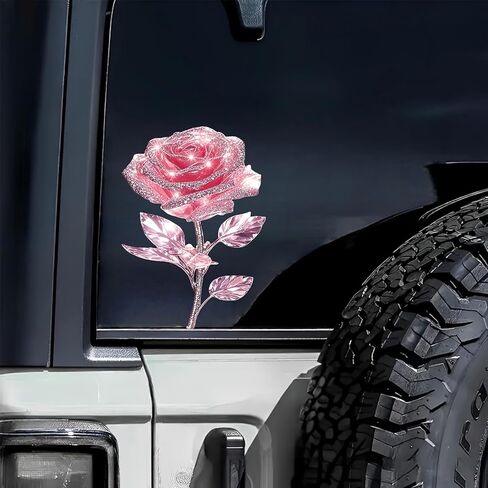 Crystal Rose Car Stickers – 5.5-Inch Waterproof Removable Vinyl Decals, Durable Decorative Stickers for Cars, SUVs, Motorcycles, Bicycles, Laptops, Suitcases, Refrigerators, Walls, Doors, 2 Pack in Saudi Arabia