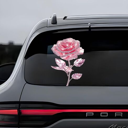 Crystal Rose Car Stickers – 5.5-Inch Waterproof Removable Vinyl Decals, Durable Decorative Stickers for Cars, SUVs, Motorcycles, Bicycles, Laptops, Suitcases, Refrigerators, Walls, Doors, 2 Pack in Saudi Arabia