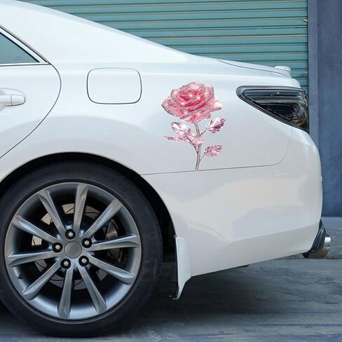 Crystal Rose Car Stickers – 5.5-Inch Waterproof Removable Vinyl Decals, Durable Decorative Stickers for Cars, SUVs, Motorcycles, Bicycles, Laptops, Suitcases, Refrigerators, Walls, Doors, 2 Pack in Saudi Arabia