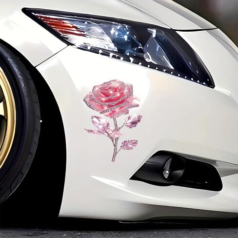 Crystal Rose Car Stickers – 5.5-Inch Waterproof Removable Vinyl Decals, Durable Decorative Stickers for Cars, SUVs, Motorcycles, Bicycles, Laptops, Suitcases, Refrigerators, Walls, Doors, 2 Pack in Saudi Arabia