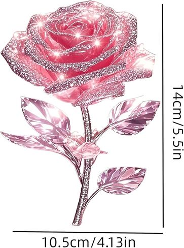 Crystal Rose Car Stickers – 5.5-Inch Waterproof Removable Vinyl Decals, Durable Decorative Stickers for Cars, SUVs, Motorcycles, Bicycles, Laptops, Suitcases, Refrigerators, Walls, Doors, 2 Pack in Saudi Arabia