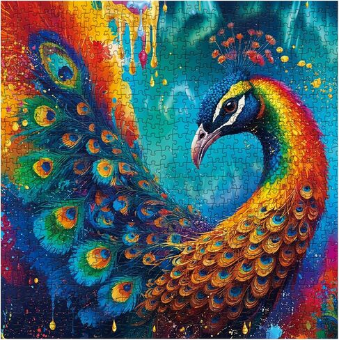 Peacock Puzzle 1000 Piece Puzzle for Adults, Colorful Peafowl Jigsaw Puzzles Beautiful Bird Art Puzzle, Funny Rainbow Animal Puzzle As Home Decor in Kuwait