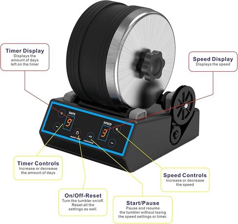 3.6LB Professional Rock Tumbler Kit, 3 Speed Settings & Digital 9-Day Timer, Rough Gemstones, 4 Polishing Grits in Saudi Arabia