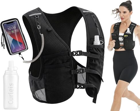 Running Hydration Vest for Women Men, Ultra-Lightweight Adjustable Running Vest with 500ml Soft Flask & Touchscreen Phone Pouch, Breathable 360° Reflective Running Backpack for Marathon in Saudi Arabia