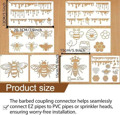 12 Pcs Bee Honeycomb Stencil, Honeycomb Hexagon Reusable Drawing Template, Bee Hive Stencils for Painting in Saudi Arabia