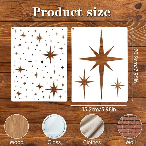 6 Pcs Large Star Stencil for Painting, Reusable Paint Stencils Small Twinkle Wall Drawing Stencils for Wood DIY Craft Canvas Fabric Home Decoration in Saudi Arabia
