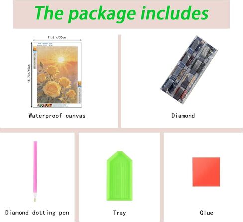 Yellow Rose 5D Diamond Painting Kit for Adults，Sunset Rose Floral Full Drill DIY Round Gem Art Diamond Art Kits Painting Crafts Ideal for Beginners and Home Wall Decor 12X16inch in Saudi Arabia
