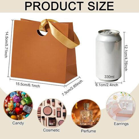 BAGGERISH Small Gift Bags with Ribbon Handles Set of 10 Assorted Colors Bulk, 6.1x2.95x5.71 Inches Mini Goodie Bags Paper Gift Wrap Bags for Birthday Wedding Bridal Baby Shower Party Favors in Kuwait