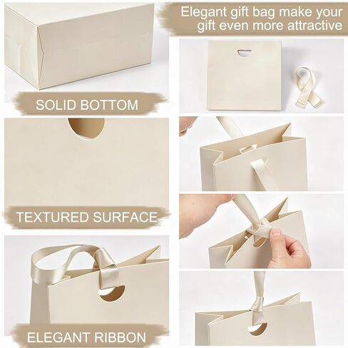 BAGGERISH Small Gift Bags with Ribbon Handles Set of 10 Assorted Colors Bulk, 6.1x2.95x5.71 Inches Mini Goodie Bags Paper Gift Wrap Bags for Birthday Wedding Bridal Baby Shower Party Favors in Kuwait