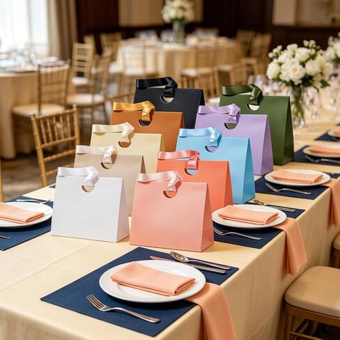 BAGGERISH Small Gift Bags with Ribbon Handles Set of 10 Assorted Colors Bulk, 6.1x2.95x5.71 Inches Mini Goodie Bags Paper Gift Wrap Bags for Birthday Wedding Bridal Baby Shower Party Favors in Kuwait