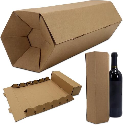 Jestik Hexagon Corrugated Foldable Kraft Paperboard Rolling Box | Durable Gift Packaging Box | Eco-Friendly Kraft Paper Gift Boxes for Presents, Party Favors & Storage (Small, Pack of 6) in Kuwait