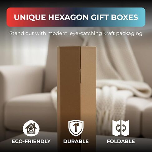 Jestik Hexagon Corrugated Foldable Kraft Paperboard Rolling Box | Durable Gift Packaging Box | Eco-Friendly Kraft Paper Gift Boxes for Presents, Party Favors & Storage (Small, Pack of 6) in Kuwait
