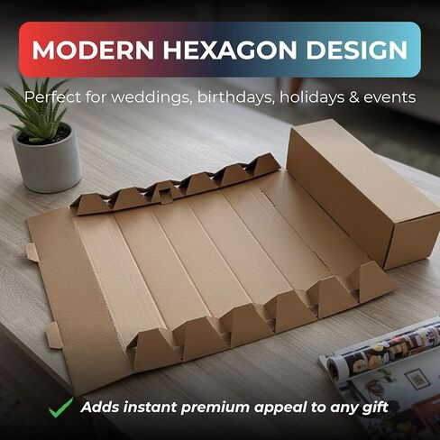 Jestik Hexagon Corrugated Foldable Kraft Paperboard Rolling Box | Durable Gift Packaging Box | Eco-Friendly Kraft Paper Gift Boxes for Presents, Party Favors & Storage (Small, Pack of 6) in Kuwait