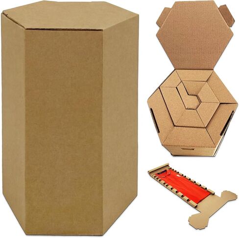 Jestik Hexagon Corrugated Foldable Kraft Paperboard Rolling Box | Durable Gift Packaging Box | Eco-Friendly Kraft Paper Gift Boxes for Presents, Party Favors & Storage (Small, Pack of 6) in Kuwait