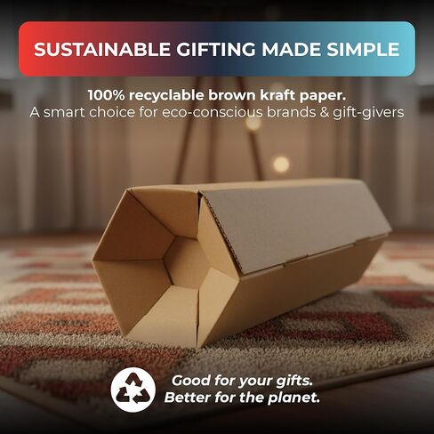 Jestik Hexagon Corrugated Foldable Kraft Paperboard Rolling Box | Durable Gift Packaging Box | Eco-Friendly Kraft Paper Gift Boxes for Presents, Party Favors & Storage (Small, Pack of 6) in Kuwait