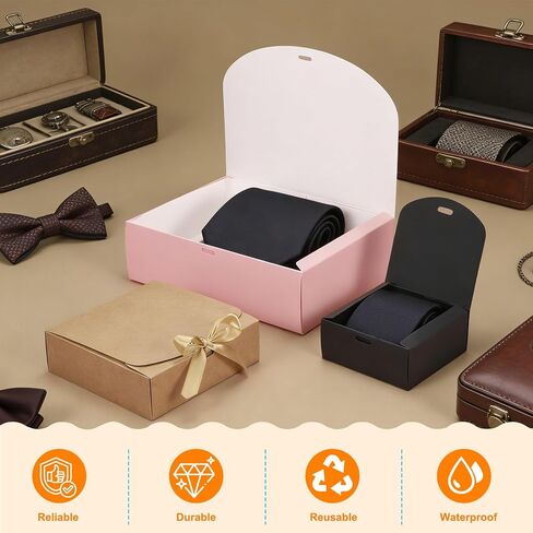 PATIKIL Gift Boxes with Lids, (10.6 x 7.8 x 3.1 Inch, White) (10 Pcs), Kraft Paper Bridesmaid Proposal Box with Blue Wrap Ribbons for Christmas Birthday Wedding Graduation Party in Kuwait