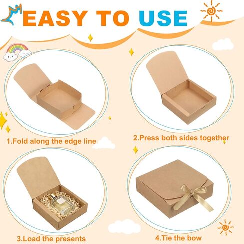 PATIKIL Gift Boxes with Lids, (10.6 x 7.8 x 3.1 Inch, White) (10 Pcs), Kraft Paper Bridesmaid Proposal Box with Blue Wrap Ribbons for Christmas Birthday Wedding Graduation Party in Kuwait