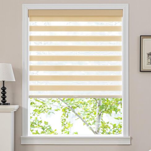 Cordless Zebra Blinds, Navy Custom Size, Dual Layer Roller Shades Inside Outside Light Control for Door Window in Saudi Arabia