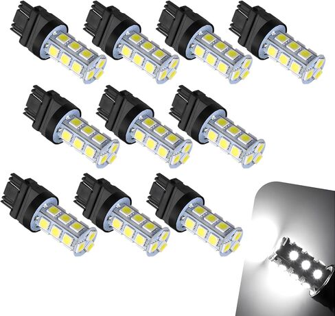 10 PCS T25 3156/3157 LED Bulb, 5050-18SMD 360 Degree White Light, 6500K 12V Brake Tail Turn Signal Bulbs Replacement, Universal for Most Cars, Trucks, SUVs (White) in Kuwait