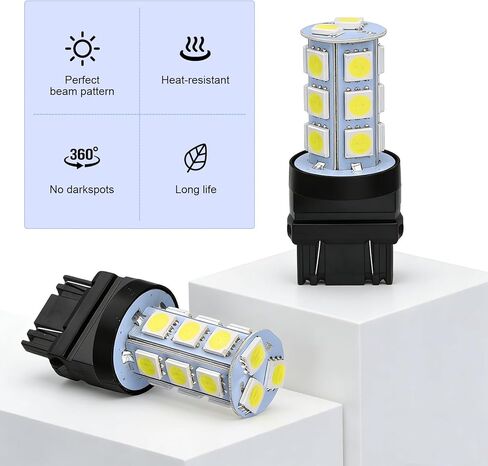 10 PCS T25 3156/3157 LED Bulb, 5050-18SMD 360 Degree White Light, 6500K 12V Brake Tail Turn Signal Bulbs Replacement, Universal for Most Cars, Trucks, SUVs (White) in Kuwait