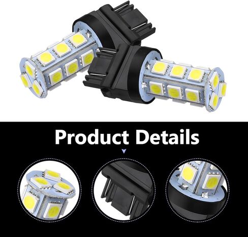10 PCS T25 3156/3157 LED Bulb, 5050-18SMD 360 Degree White Light, 6500K 12V Brake Tail Turn Signal Bulbs Replacement, Universal for Most Cars, Trucks, SUVs (White) in Kuwait