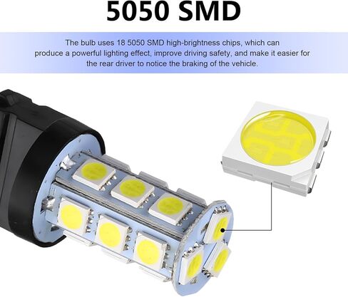 10 PCS T25 3156/3157 LED Bulb, 5050-18SMD 360 Degree White Light, 6500K 12V Brake Tail Turn Signal Bulbs Replacement, Universal for Most Cars, Trucks, SUVs (White) in Kuwait