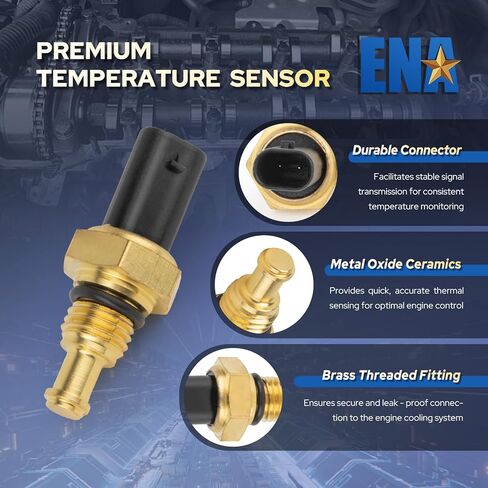 ENA Engine Coolant Temperature Sensor Compatible with Ford Lincoln F150 F250 Super Duty F350 Super Duty Ranger Bronco Edge F650 Nautilus 3.0L 5.2L 6.7L l4 V6 V8 2019 2020 2021 2022 Replaces TX316 in Kuwait