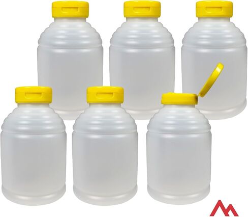 Pinnacle Mercantile Refillable HDPE Plastic Honey Bottles - Easy Squeeze, leak-proof, BPA-Free, and Made in USA 12oz pack of 6 in Saudi Arabia