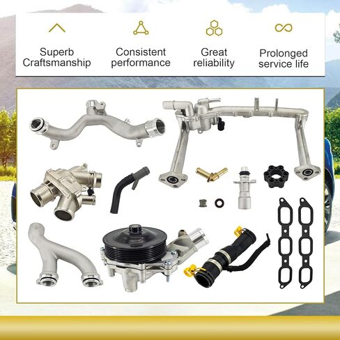 مجموعة ترقية نظام التبريد AJ813565 AJ813909 AJ812132 متوافقة مع محرك Jaguar Land Rover 3.0L V6 2013-2021 فائق الشحن يستبدل # LR092992 LR090630 LR049990 C2Z28536 in Kuwait