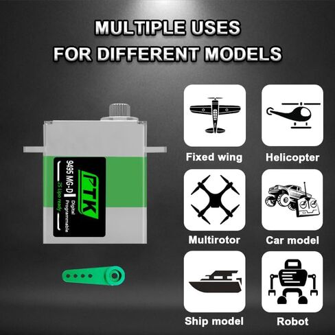 PTK 9495 MG-D Coreless Digital All Metal Servo High Torque High Speed 13 kg Micro Servo RC Upgrade Parts for SCX24 TRX4M TRX4MT 1/18 1/24 Crawler Cars Robots Helicopter Fixed Wing (180°) in Kuwait